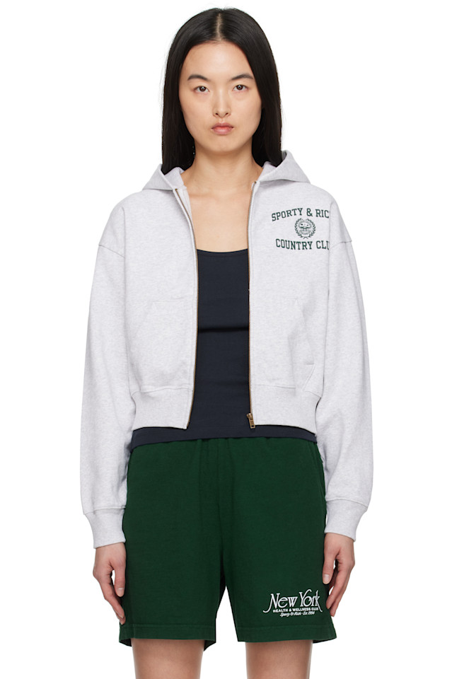 

Кроп худи с молнией и гербом Varsity Sporty & Rich, мультиколор