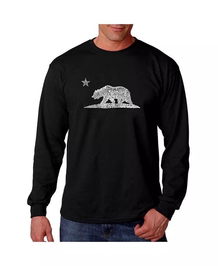 

Футболка с длинным рукавом с надписью Word Art - California Bear LA Pop Art, черный