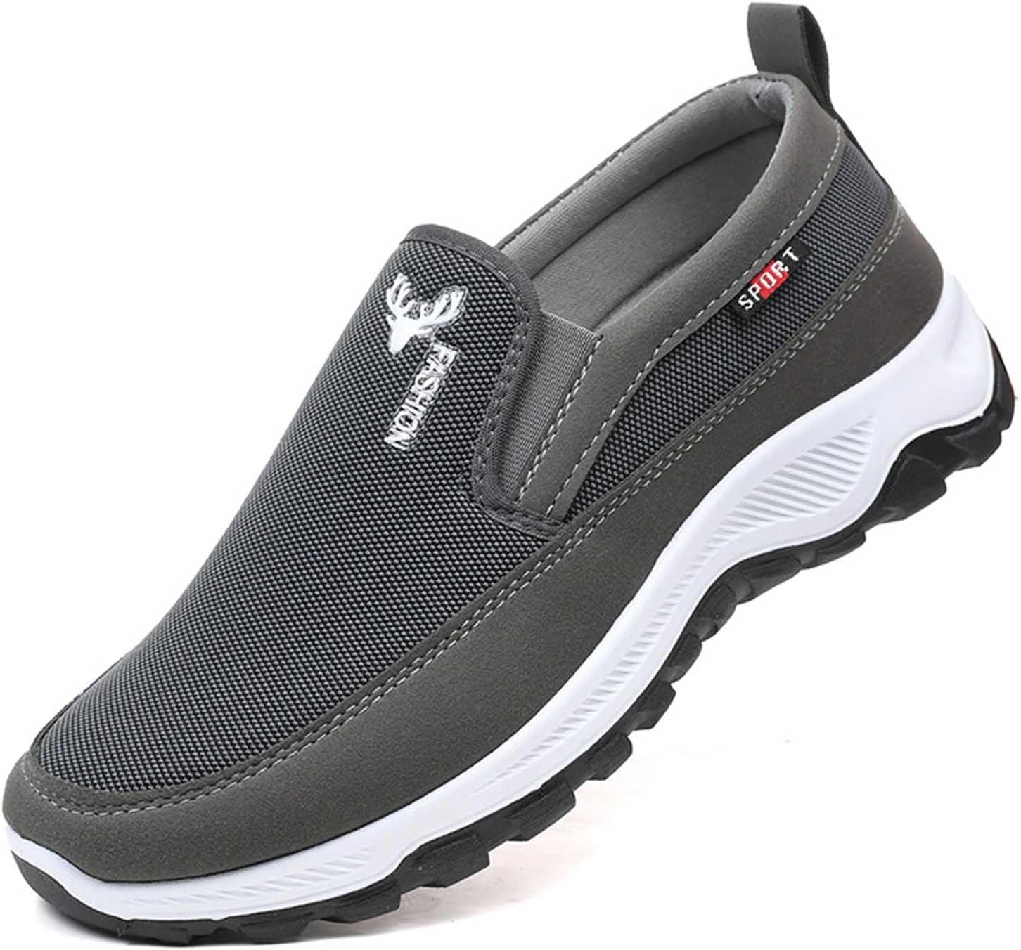 

Мужские повседневные слипоны, дышащие, легкие кроссовки для ходьбы, удобная мягкая подошва, лоферы для ежедневной носки Generic, серый