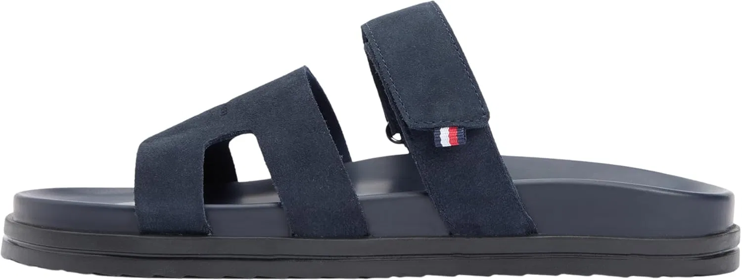Мужские регулируемые сандалии Tommy Hilfiger из высококачественной замши Fm0fm05774 на плоской подошве, Blue Desert Sky