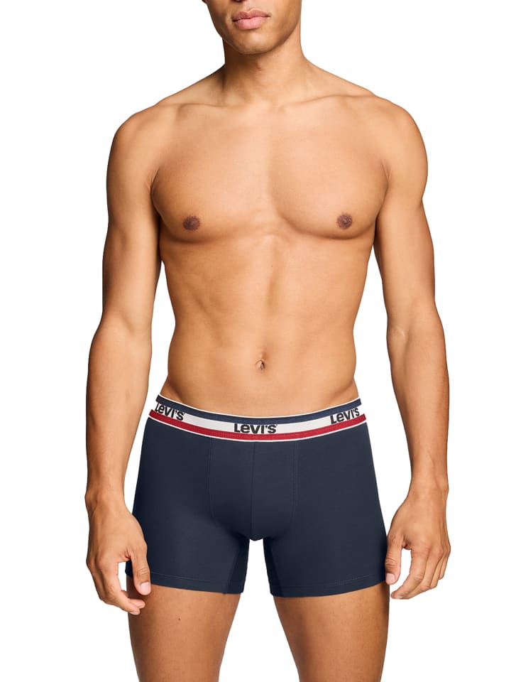Levi´s Боксерские шорты LEVIS MEN REPEAT SPW LOGO BOXER BRIEF 4P в темно-синем/сером меланже — фото 3