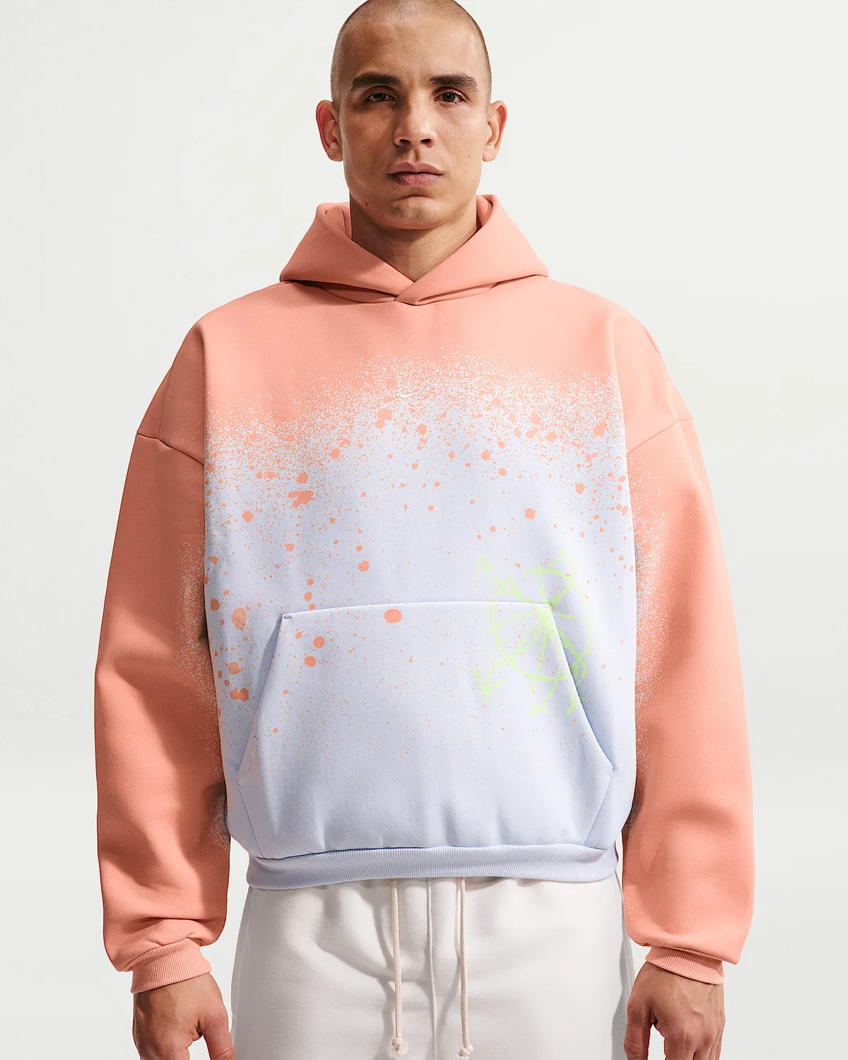 Мужская баскетбольная худи-пуловер Nike Standard Issue Therma-FIT, Football Grey/Orange Pulse/Pale Ivory