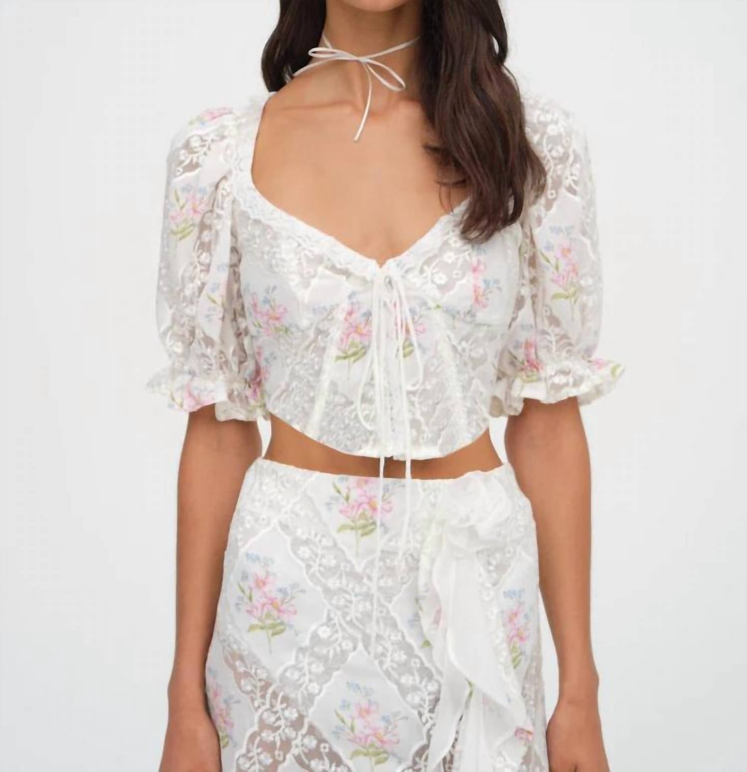

Топ Diana Floral в белом цвете for Love & Lemons