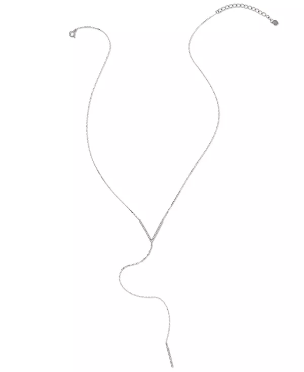 

Ожерелье-Лариат с кристаллами серебристого оттенка, 16 дюймов + удлинитель 2 дюйма Adornia, silver
