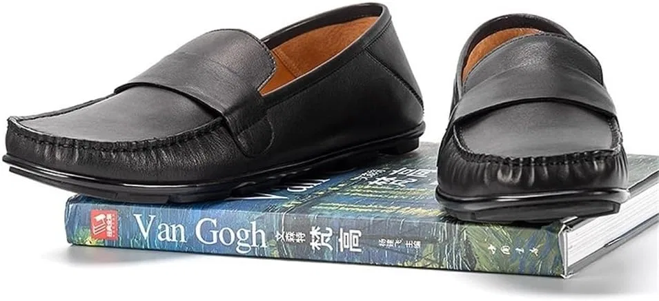 Лоферы кожаные Mens Leather Loafers, черный DHFIRUFSHLO — фото 2