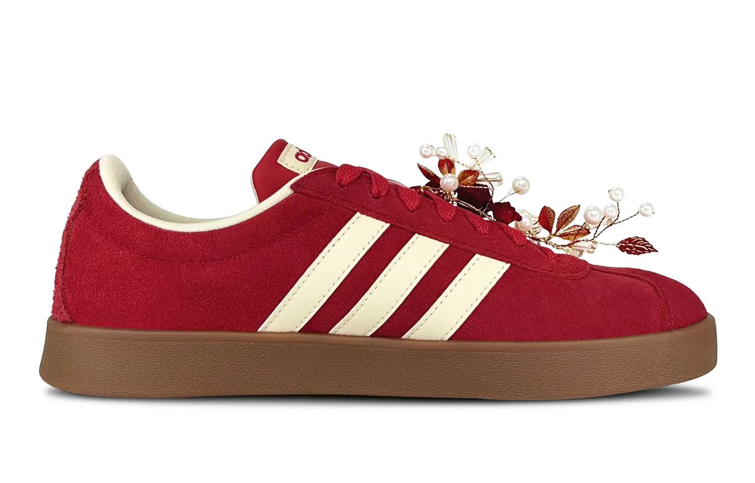 Кроссовки Vl Court Classic Long Xiangshi Abrasion Resistant Low Top Unisex Adidas, белый красный — фото 3