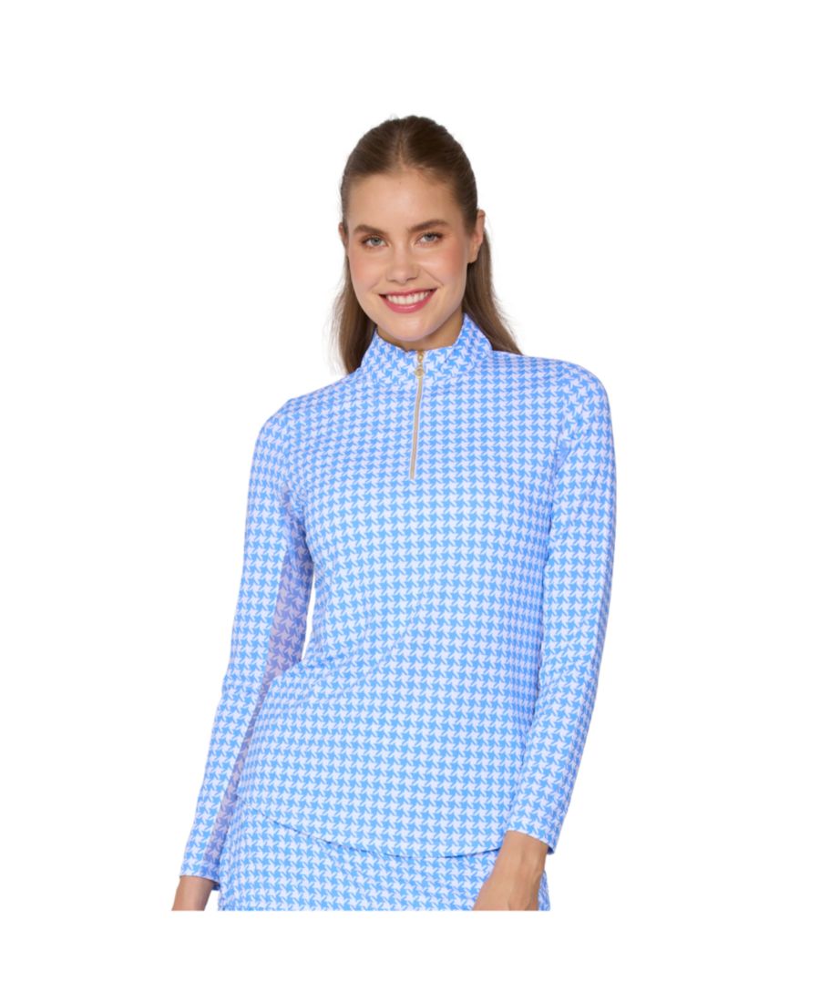 

Топ с длинными рукавами и воротником-стойкой от G Lifestyle G Lifestyle Clothing, Bt. Peri Houndstooth