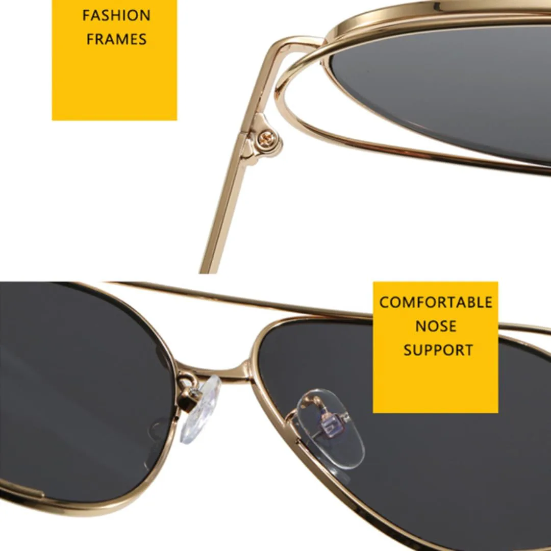 

Винтажные уникальные металлические солнцезащитные очки с двойной перемычкой для женщин и мужчин, защита от УФ-излучения UV400, в стиле панк TVTBBVV, Silver Gray