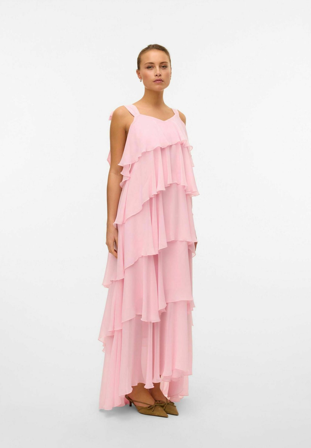 

Платье макси VMFELICIA TIESTRAP RUFFLE Vero Moda, светло-розовый
