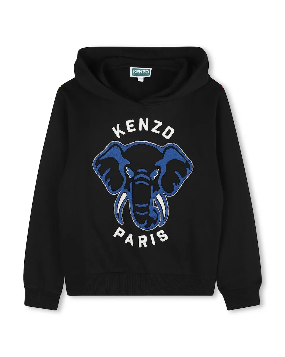 

Детская толстовка черного цвета из хлопка Kenzo Kids