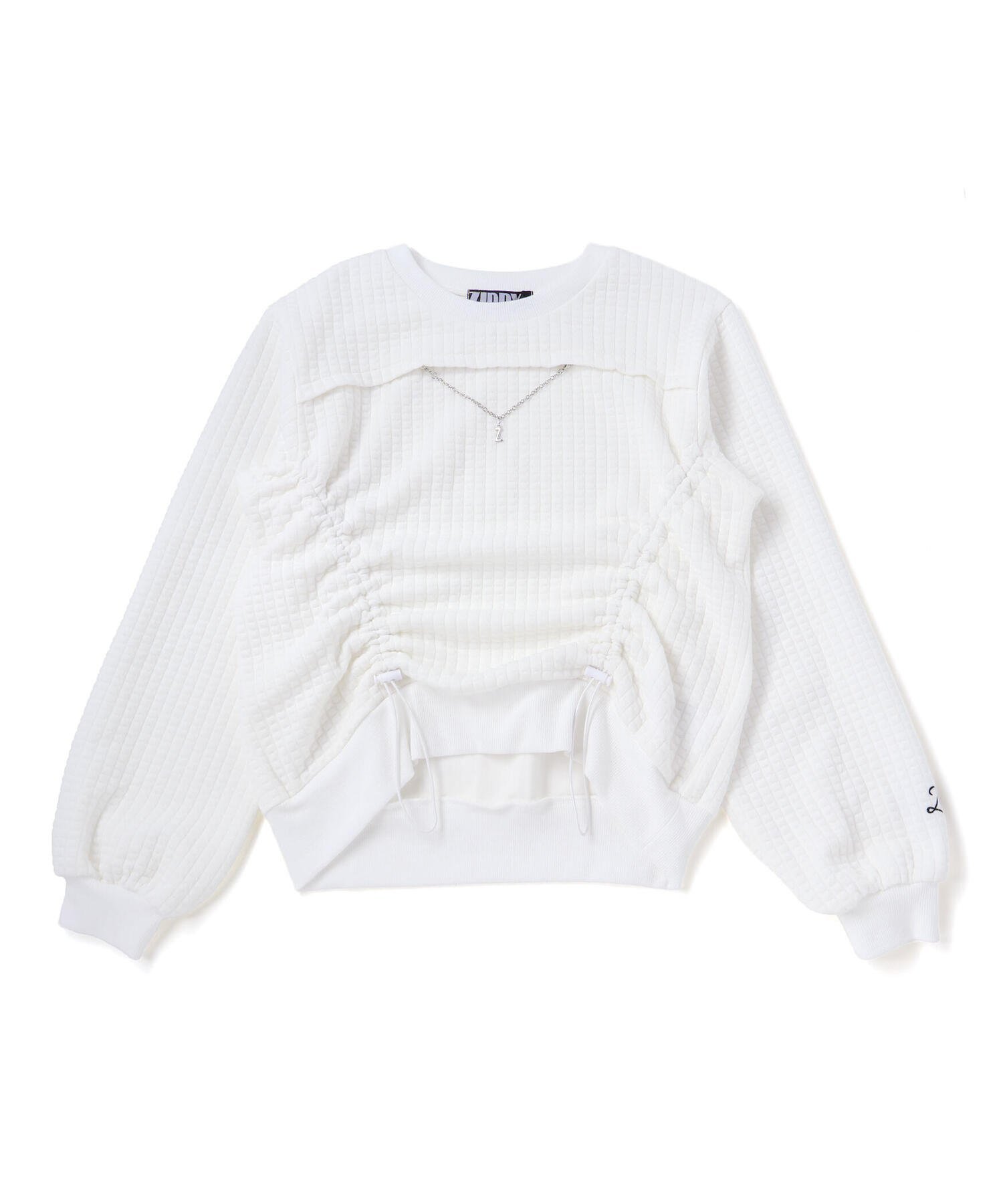 Пышный жаккардовый топ на завязках (130-160 см) ZIDDY, White