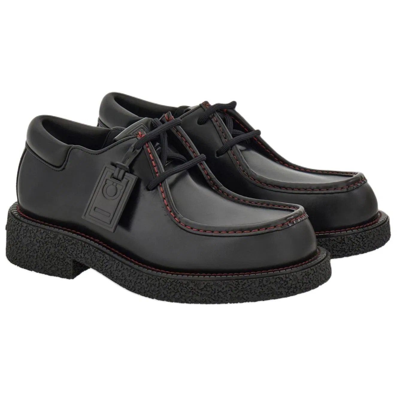 Casual туфли из телячьей кожи Ferragamo с коробкой черные — фото 4
