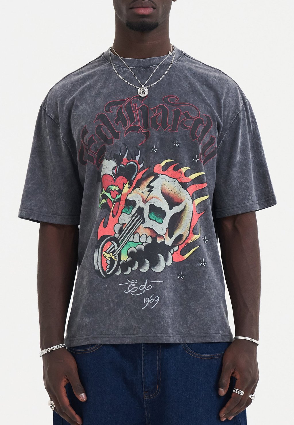 

Футболка с принтом SKULL OUT OF HELL Ed Hardy, темно-серый