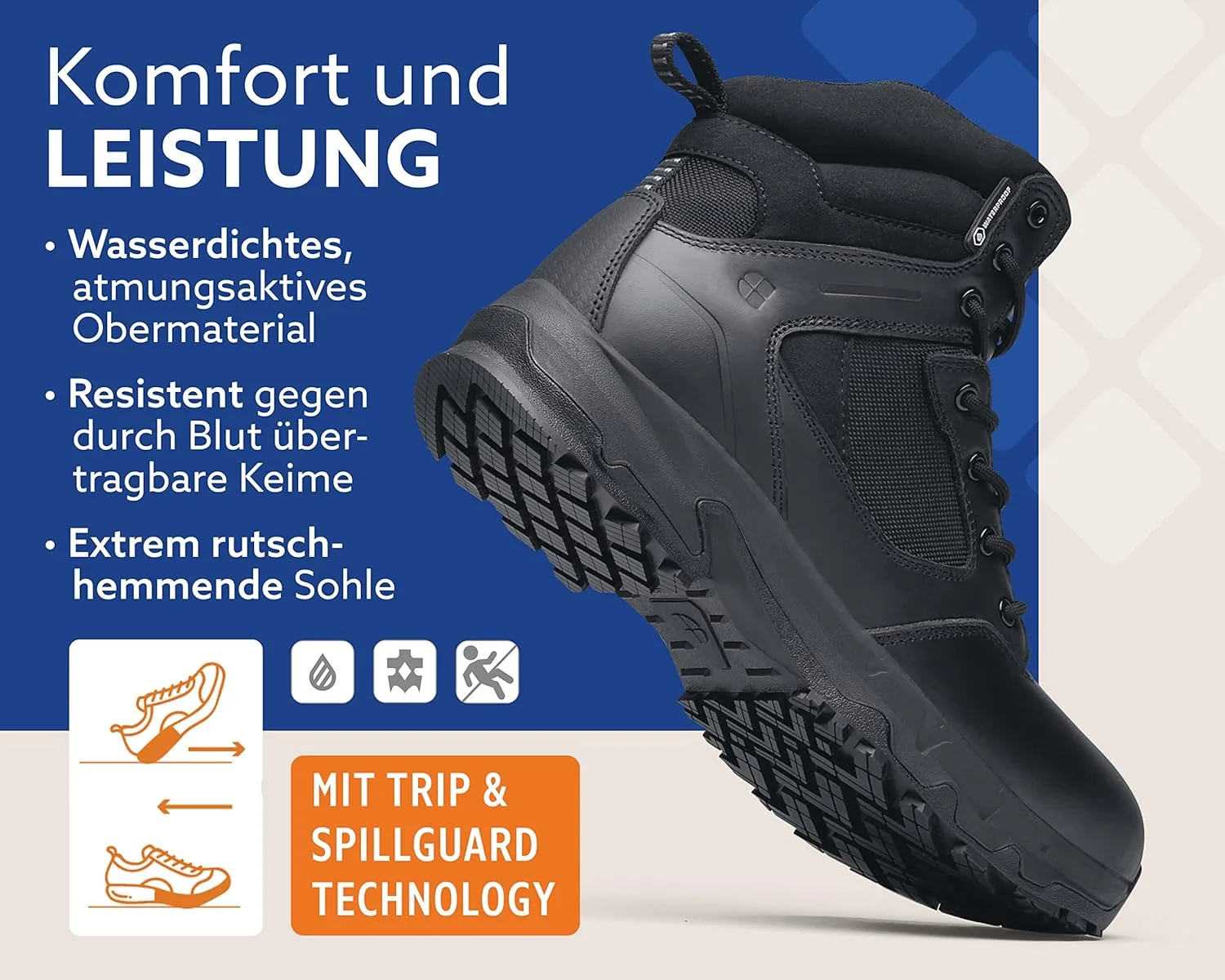 Рабочие ботинки Boots Crews Defense Mid Work Shoes (без стальной подошвы), сертифицированы по стандарту CE 02 HRO WR SRC, унисекс, с низкой водонепроницаемой платформой, подходят для мужчин и женщин Shoes For Crews, черный — фото 3