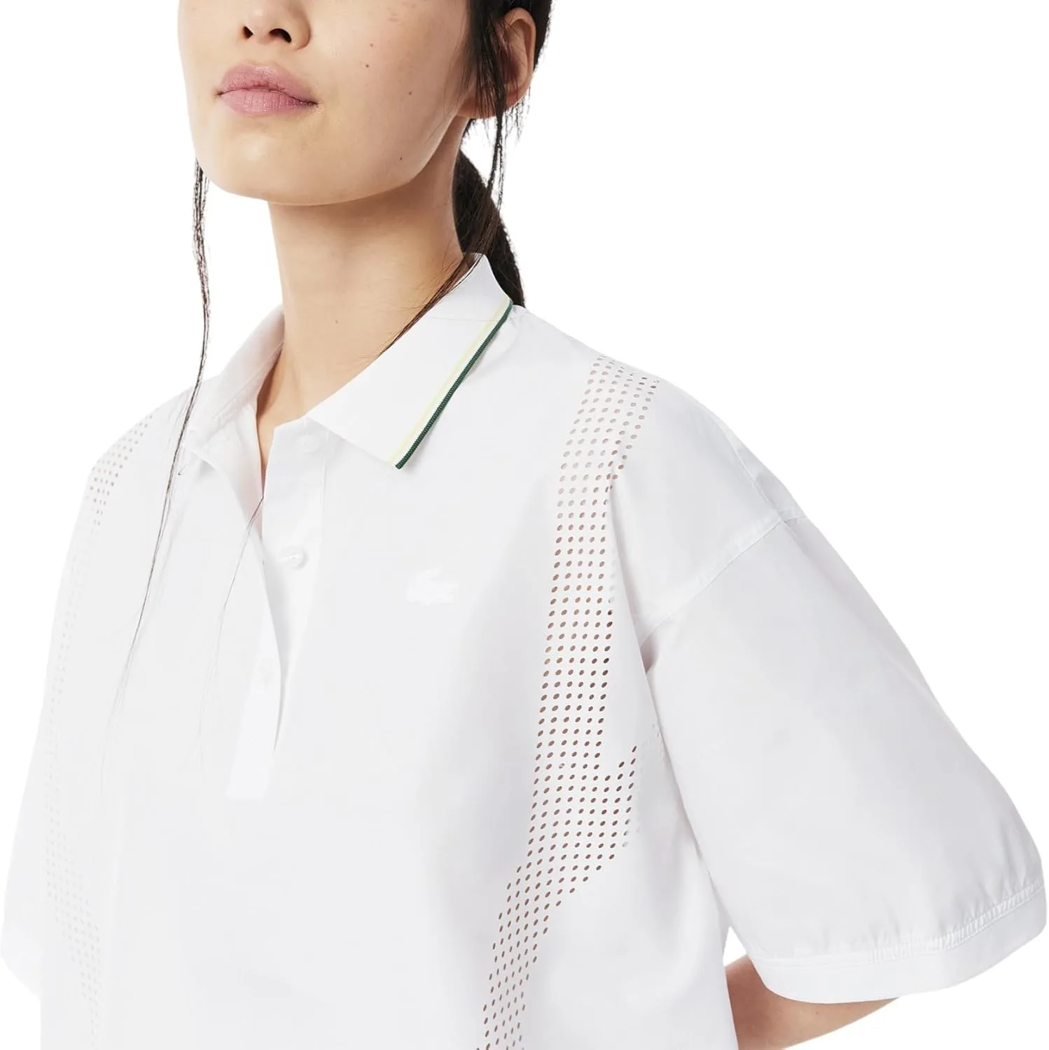 Поло Lacoste Oversized из технической ткани, Белая — фото 2