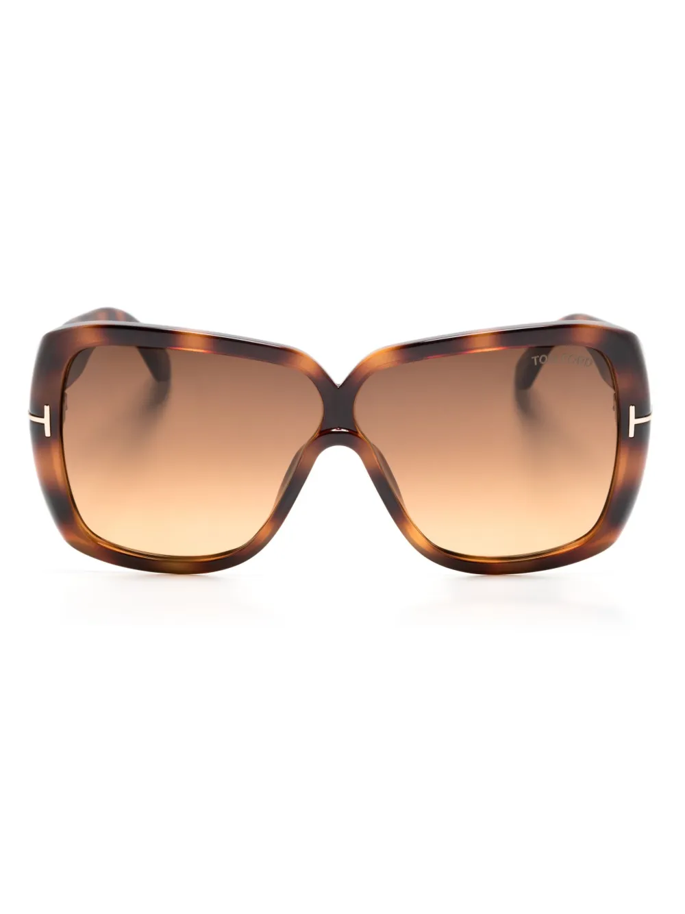 

Массивные солнцезащитные очки черепаховой расцветки TOM FORD Eyewear, коричневый