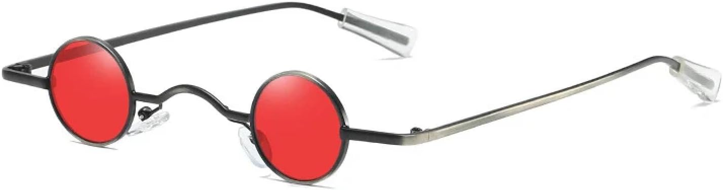 

Винтажные солнцезащитные очки в стиле рок-панк для мужчин, классические, маленькие, круглые, для женщин, с широкой перемычкой, металлической оправой, черными линзами, для вождения TVTBBVV, C2 Black-red