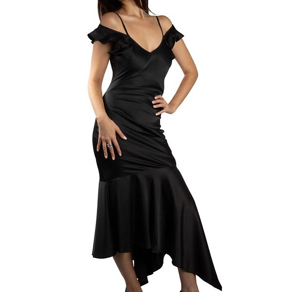 

Женское платье-комбинация с асимметричным рукавом-бабочкой Jess By Meiko, Black