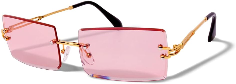 

Солнцезащитные очки ShadyVEU в стиле ретро-винтаж, прямоугольные, в стиле Y2K, с градиентным покрытием, защитой от УФ-излучения UV400 и алмазной окантовкой, для мужчин и женщин, Gold Frame / Peach Lens