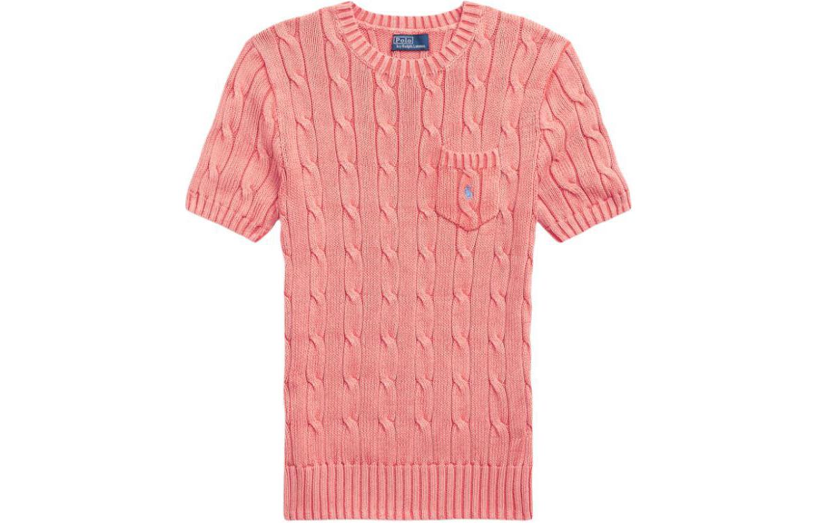 

Поло Пони Кабельная вязка Футболка Polo Ralph Lauren, Розовый