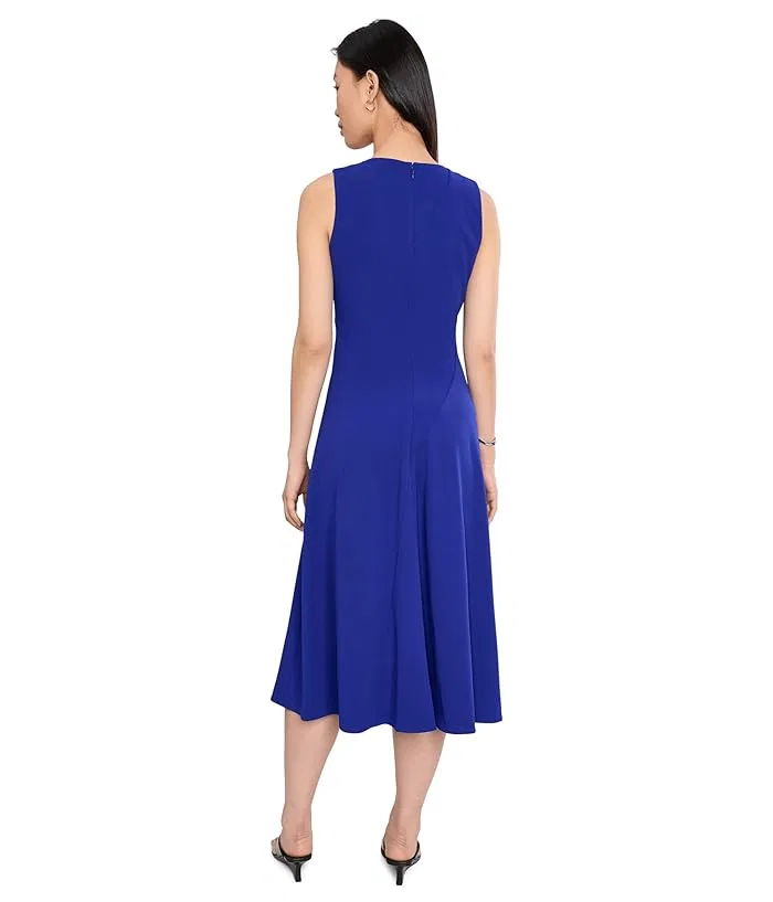 Платье миди с V-образным вырезом Scuba Crepe V-Neck Asym Pleat Midi Calvin Klein, Meadow — фото 4