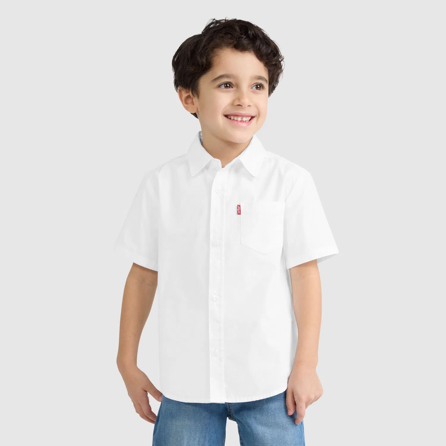 Тканая рубашка с коротким рукавом для мальчиков 4-7 лет Levi's, Bright White — фото 2