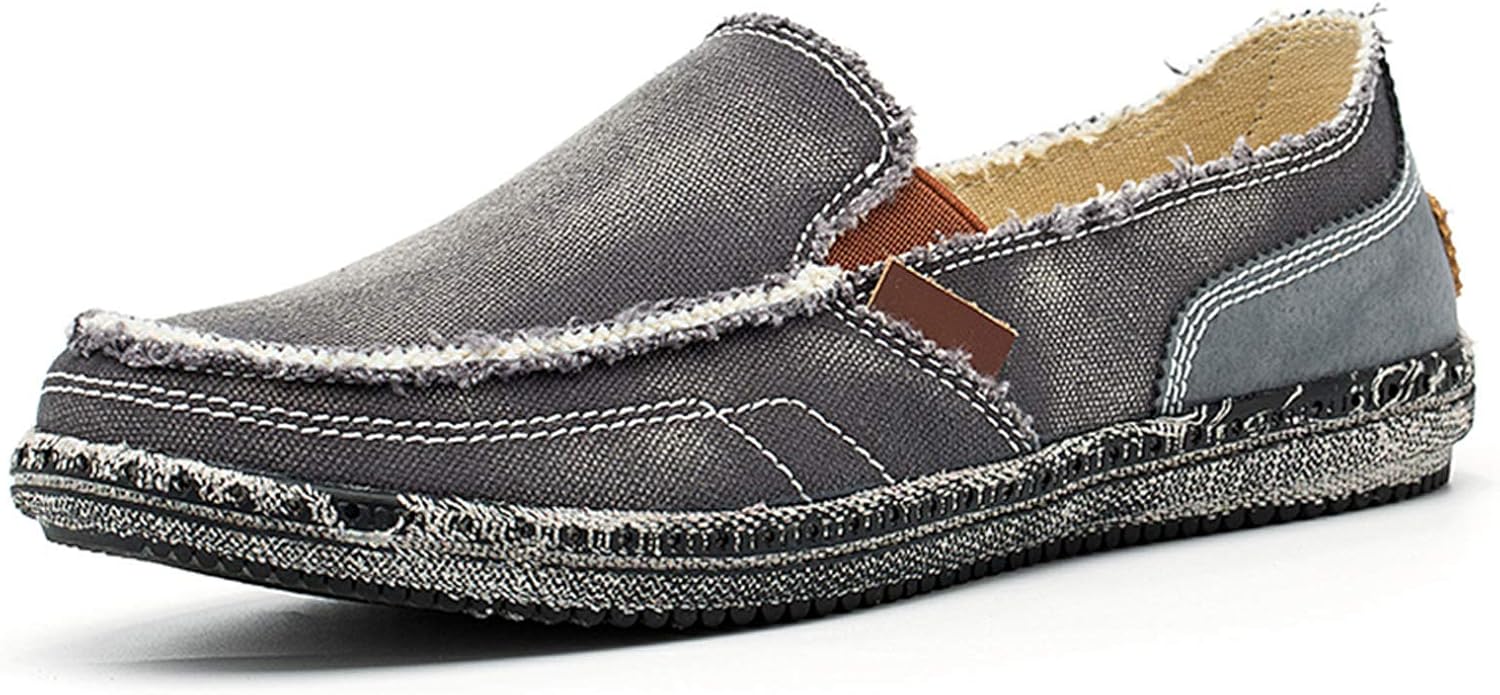 

Мужские слипоны JAMONWU, тканевые туфли, корабельного стиля, повседневные винтажные лоферы из холста, серый