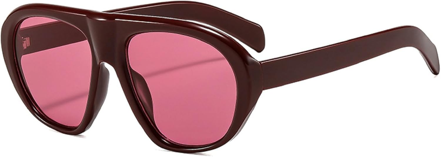 

Винтажные панк-очки-пилоты овальной формы для женщин, большие, 2026, роскошные солнцезащитные очки большого размера для леди, модные очки для активного отдыха на природе mincl, Red