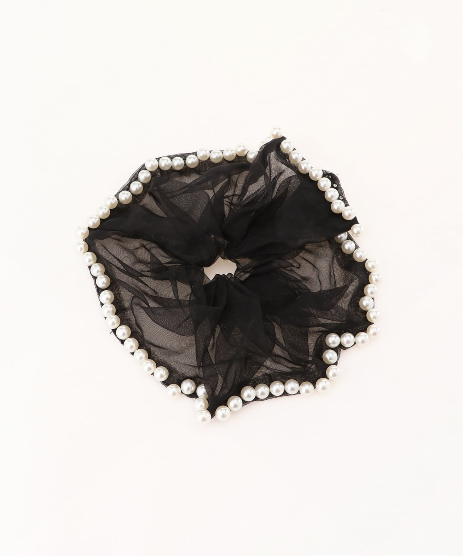 Резинка для волос /Pearl organza scrunchie Styiro, BK — фото 4