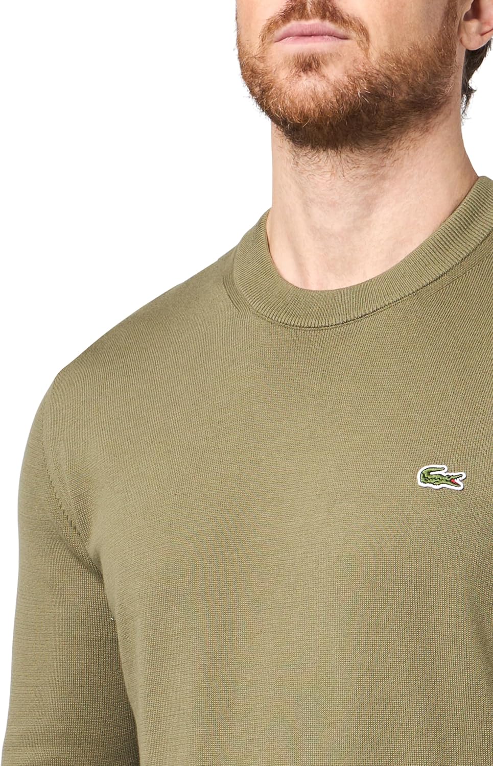 Lacoste мужской свитер с длинным рукавом и круглым вырезом, Regular Fit, Olive — фото 3