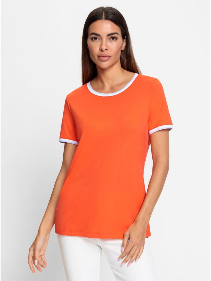 

Рубашка с короткими рукавами оранжевого и белого цветов Heine