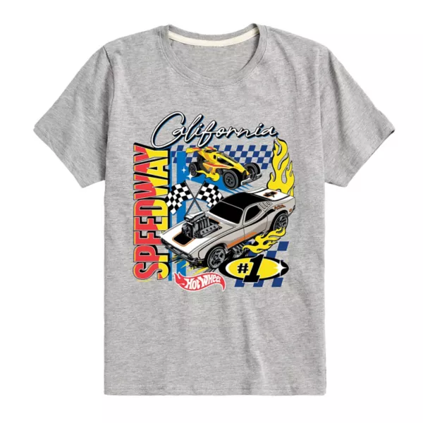 

Футболка с принтом California Speedway для мальчиков 8-20 лет Hot Wheels, серый