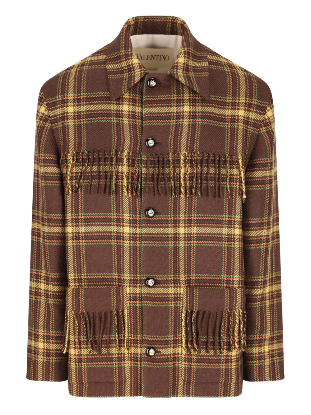 

Клетчатая рубашка с бахромой Valentino Garavani, коричневый