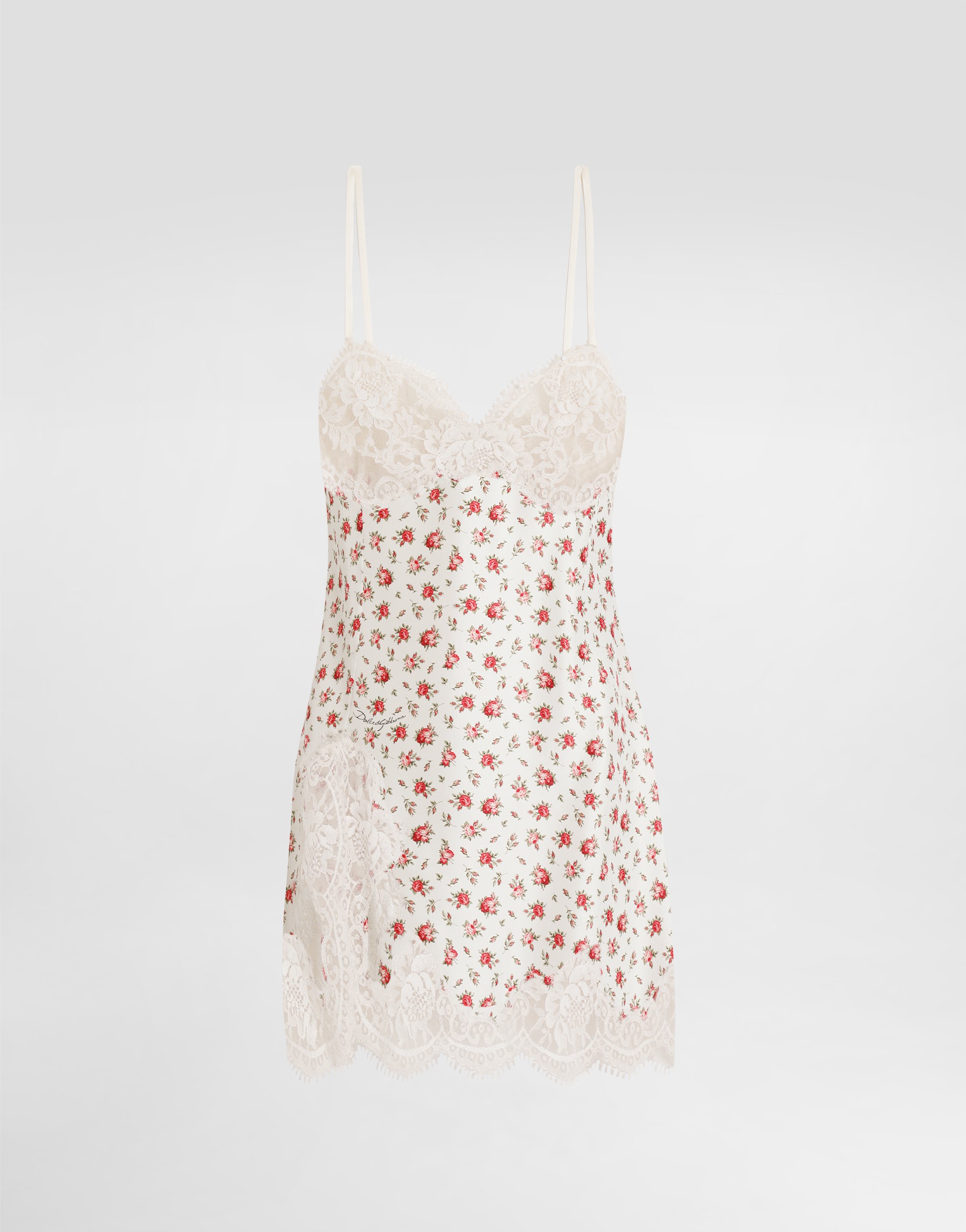 

Маленькое платье-комбинация с принтом роз DOLCE & GABBANA, мультиколор