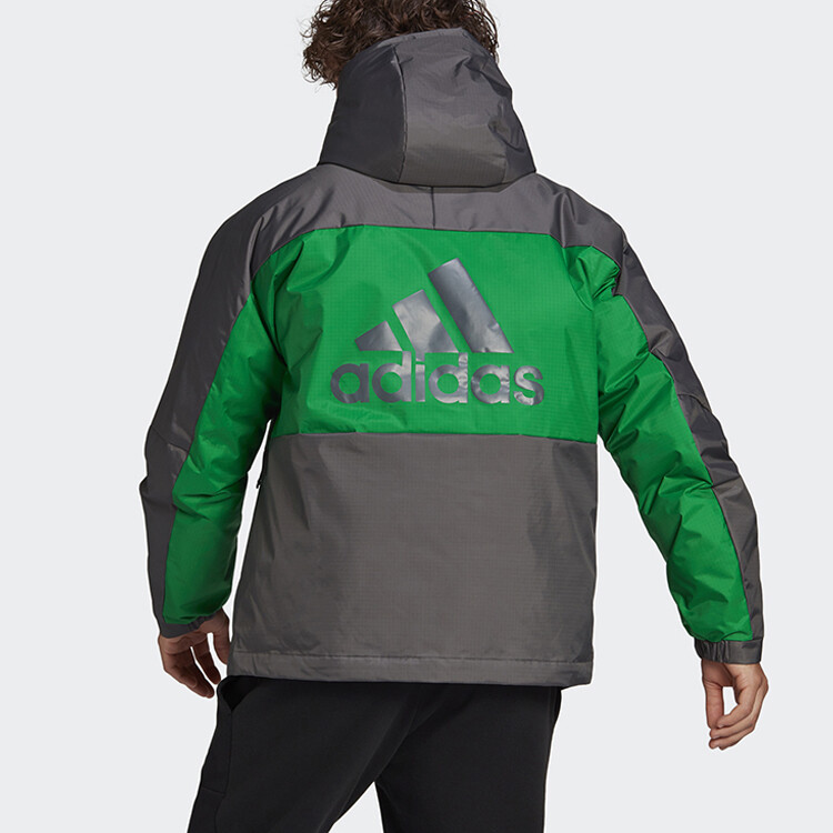 Пуховик мужской черный/зеленый Adidas, черный/зеленый — фото 3