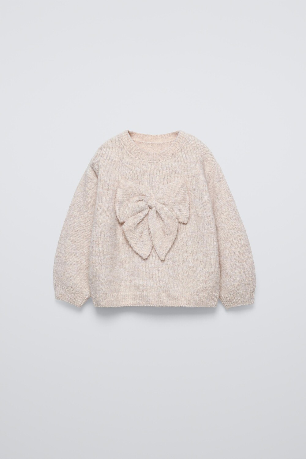 

Вязаный свитер с бантом ZARA, светло-бежевый