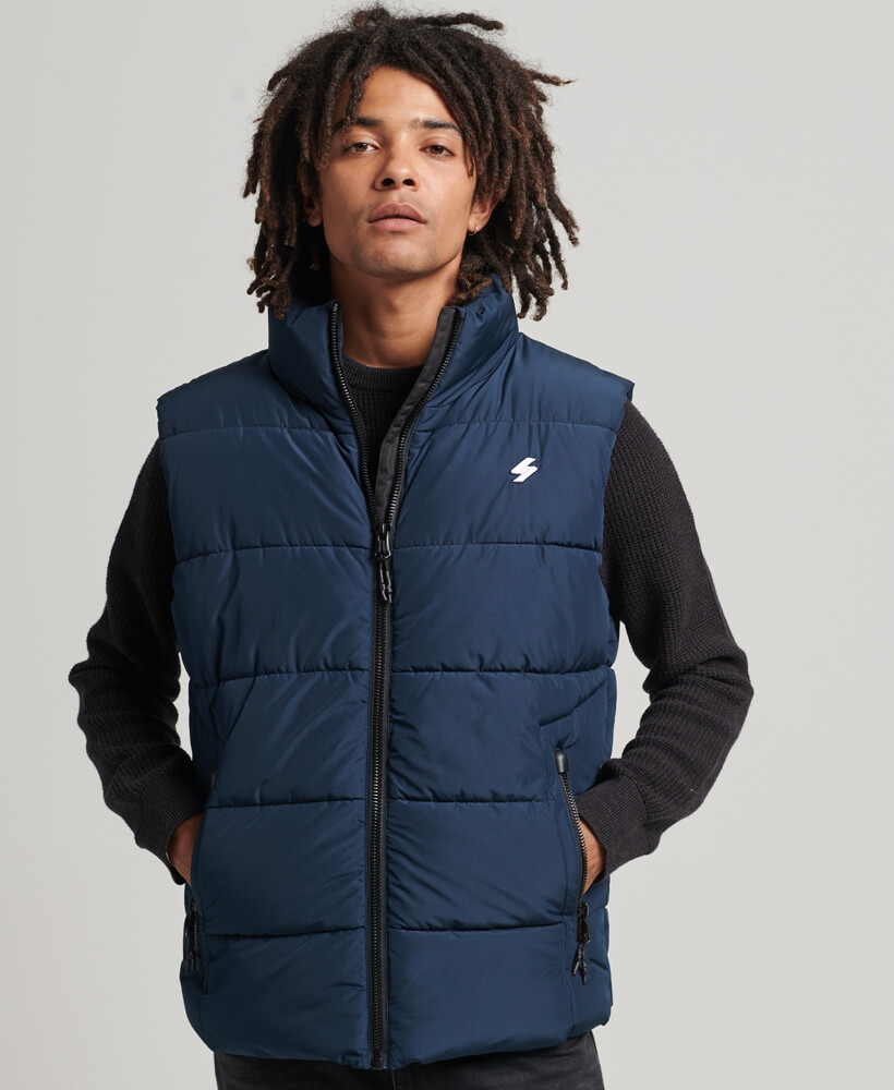 

Пуховик без рукавов с капюшоном спортивный Superdry, синий