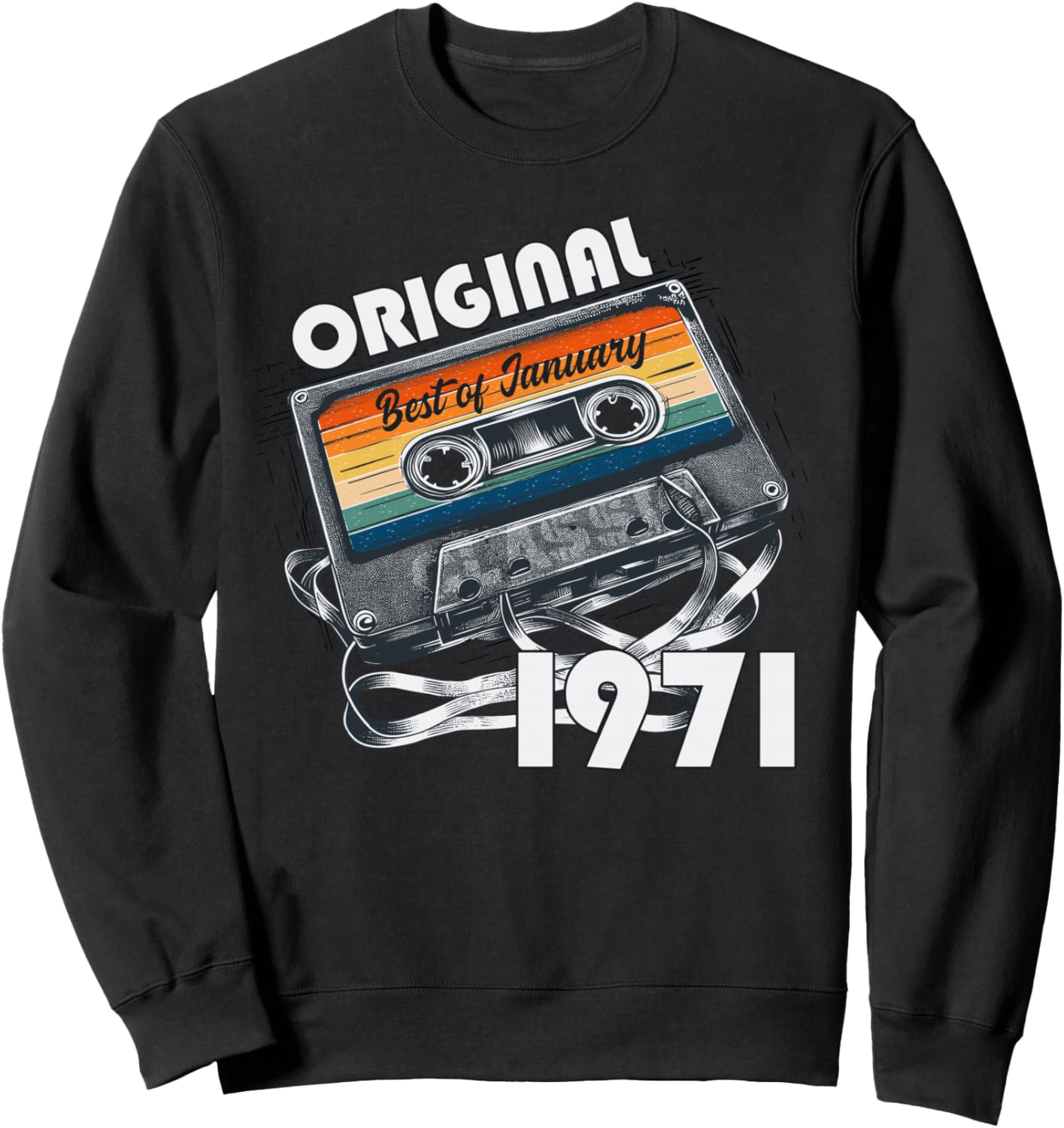 

Мужская толстовка в стиле ретро с винтажным принтом, подарок на 55-летие, январь 1971 года Jahrgang 1971 55. Geburtstag Herren Retro Mix Tape, черный