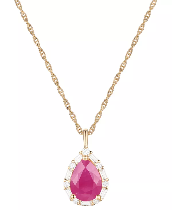 

Ожерелье с подвеской в виде капли изумруда (1 карат) и бриллианта (1/5 карата) длиной 18 дюймов из 14-каратного золота (также с рубинами и сапфирами) Macy'S, ruby