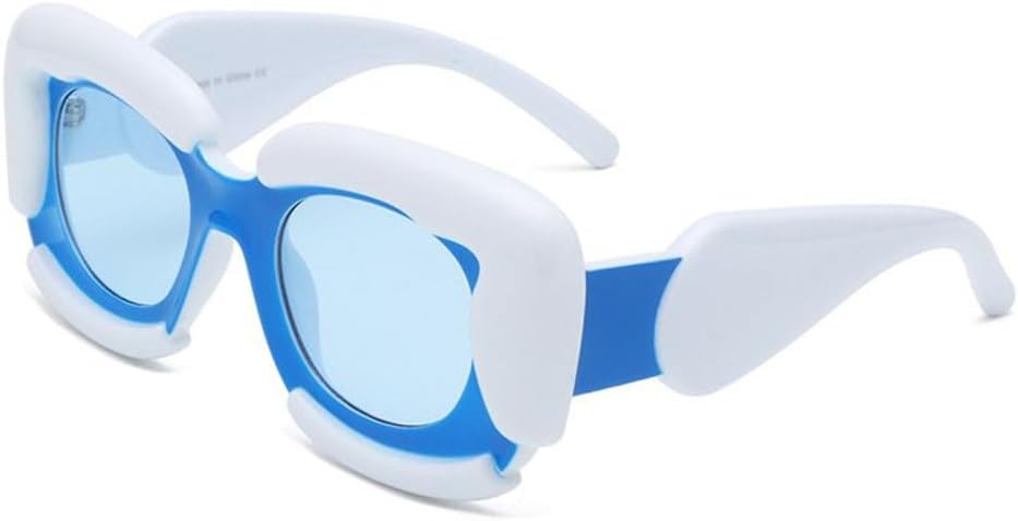 

Солнцезащитные очки в стиле стимпанк для женщин, модные солнцезащитные очки в стиле панк для мужчин, роскошные уникальные солнцезащитные очки с толстой оправой, C2, белые B TYUVIVO, C2 White Blue