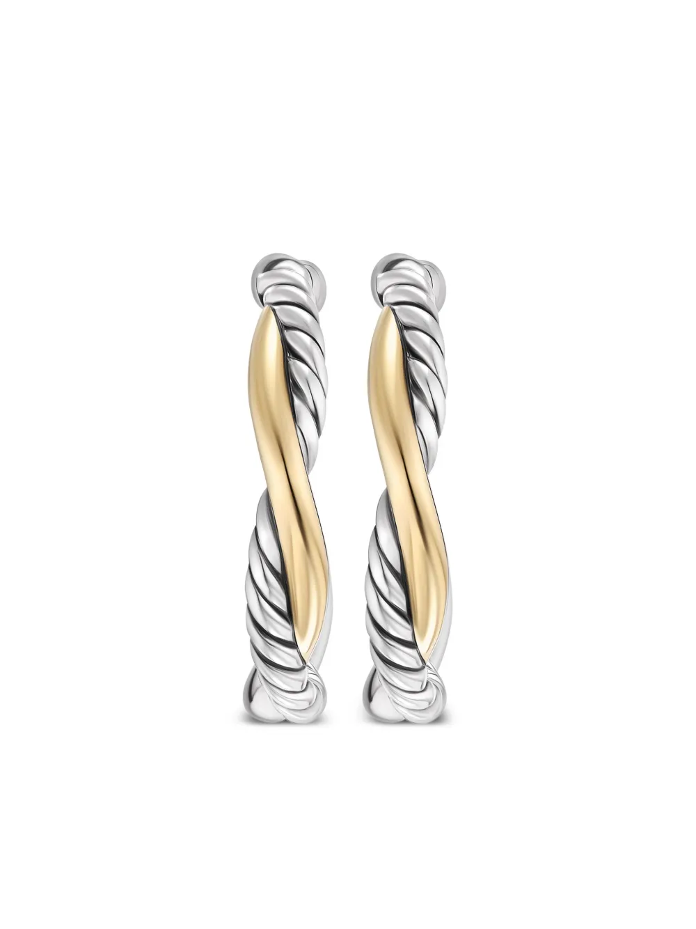 

Серьги-кольца Petite Infinity из желтого золота и серебра (17.3 мм) David Yurman, серебяный