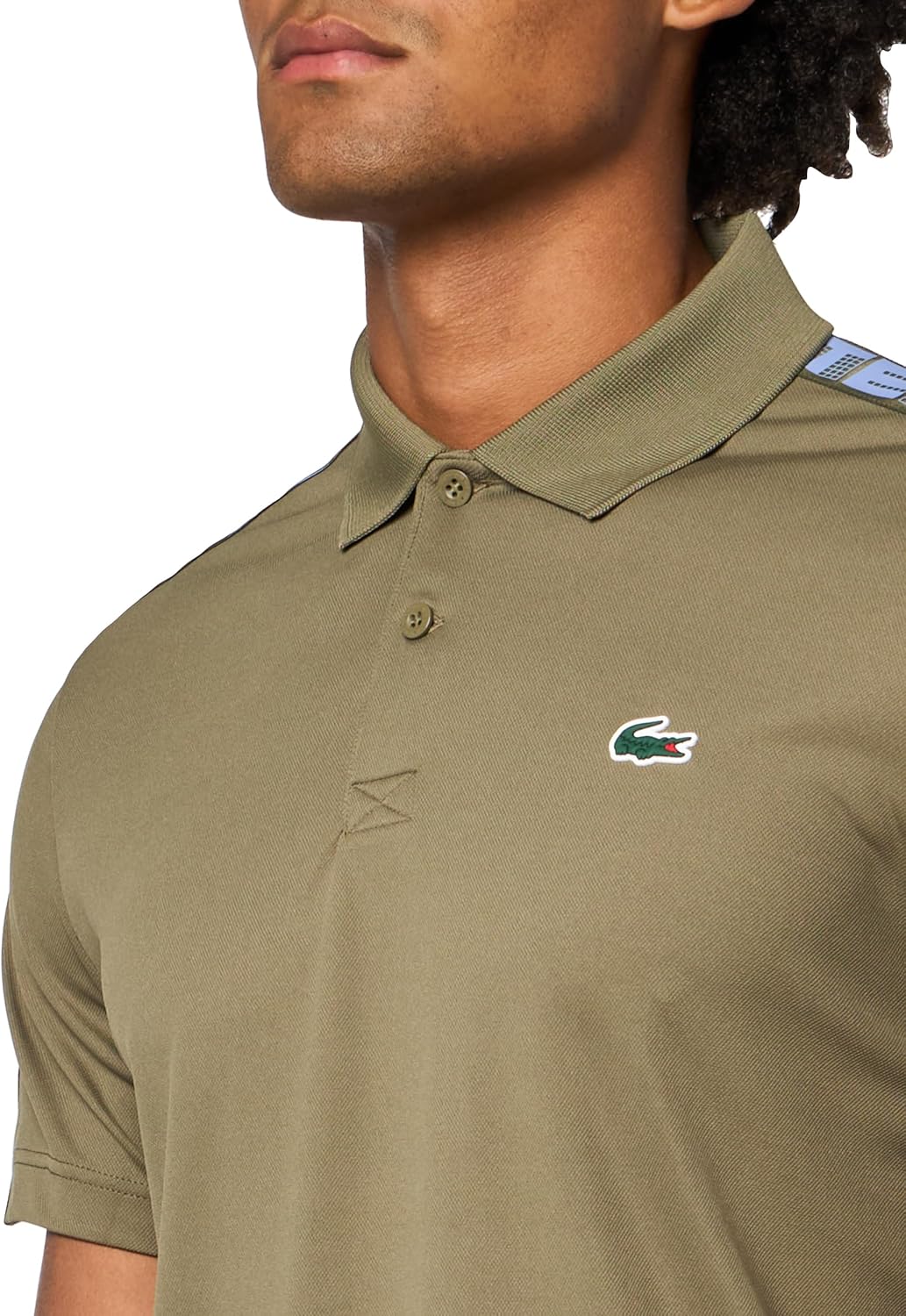 Lacoste мужская спортивная тенниска поло Ultra-Dry с фирменной полосой, Olive — фото 3