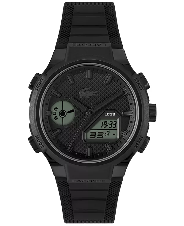 

Мужские часы LC33 с черным силиконовым ремешком, 44,8 мм Lacoste, black