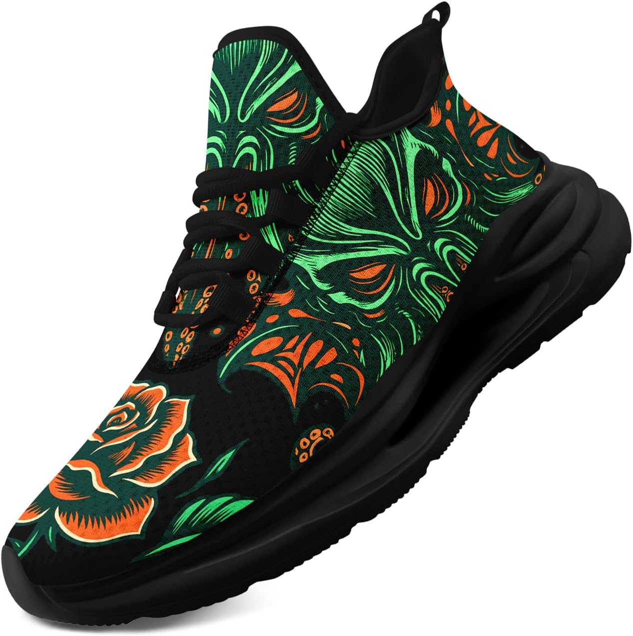 

Мужские кроссовки с готическим черепом - дышащие сетчатые кроссовки для бега по тропе, повседневные и спортивные кроссовки для женщин Coolcustomize, зеленый