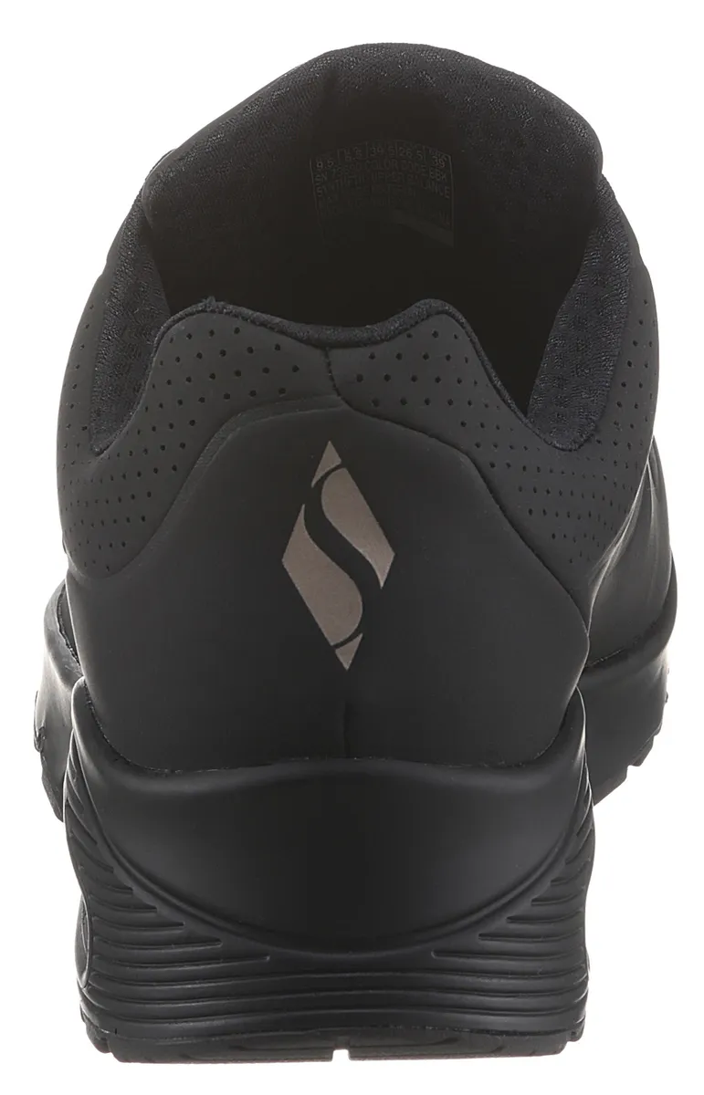 Кроссовки Skechers на танкетке "Uno - Stand on Air", с мелкой перфорацией, повседневная обувь, полуботинки, туфли на шнуровке, черный — фото 2