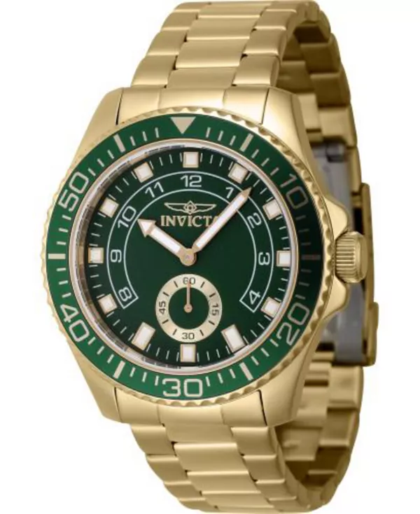 

Мужские кварцевые многофункциональные часы для дайвинга 47132 с зеленым циферблатом Invicta, gold