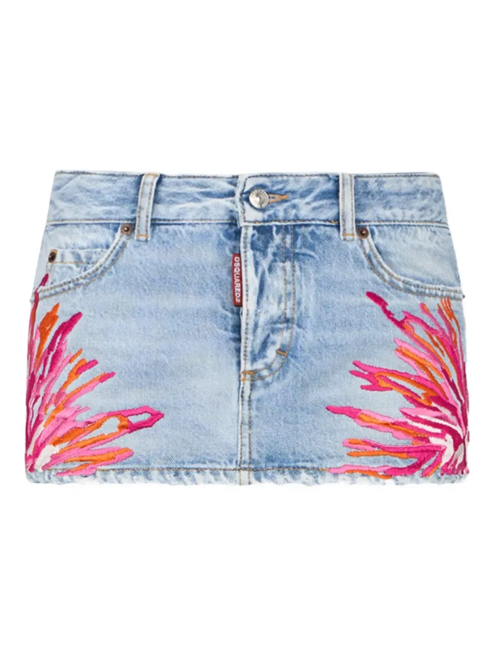 Мини-юбка с вышивкой из джинсовой ткани Dsquared2, синий