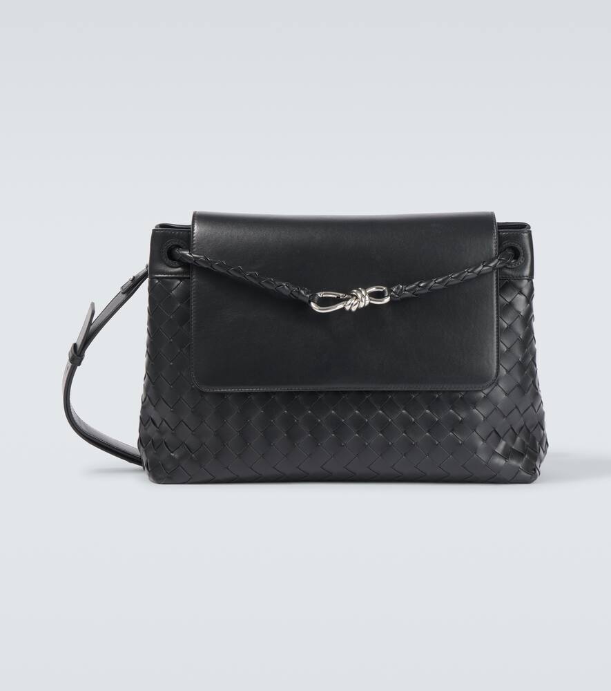 

Кожаная сумка-портфель Intrecciato Bottega Veneta, Black-Vintage Silver