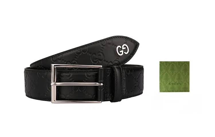 

GUCCI Кожаный ремень мужской черный ширина 4cm