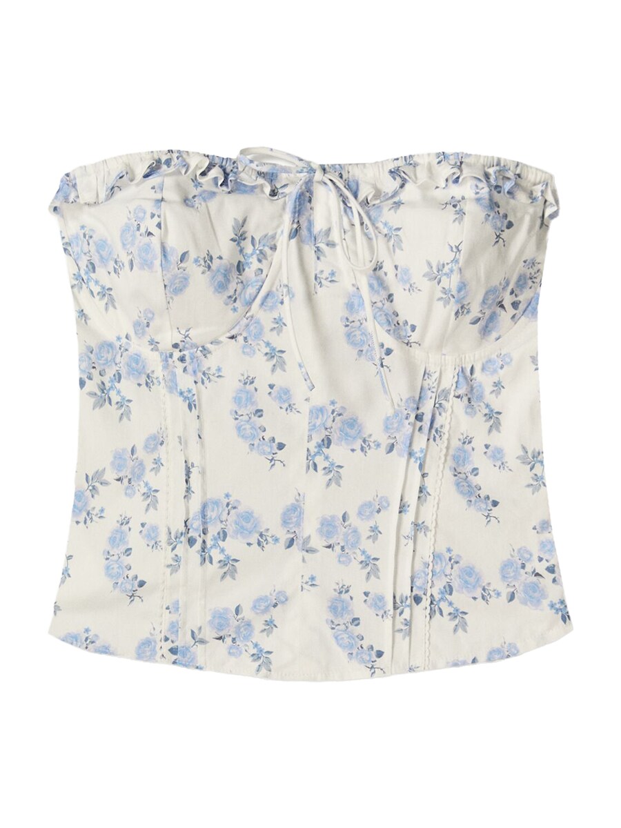 

Топ Bershka, цвет Dusty blue/Light blue